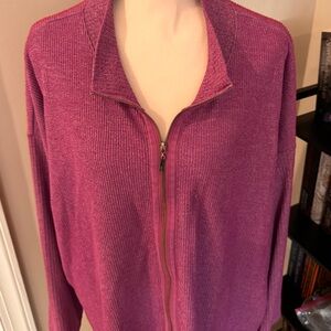 Soft Surroundings Women's Raspberry Zip-Up Sweater